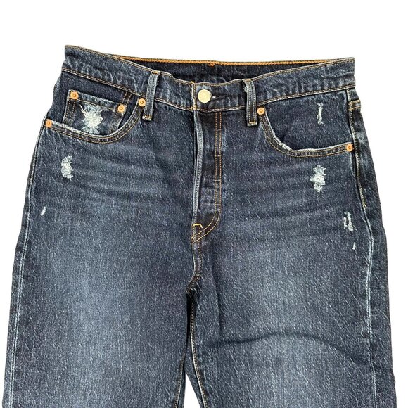 NWT Levis 501 Original Womens Blue Cropped High-Rise Straight Leg Jeans W29 L26 - Picture 4 of 12